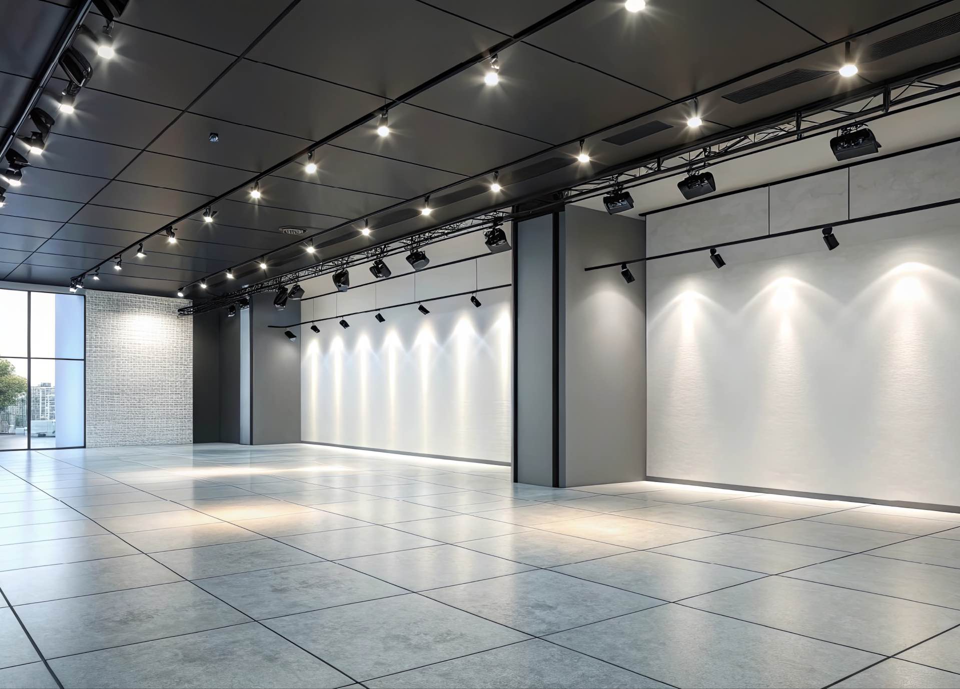 commercial building with plenty of lights.